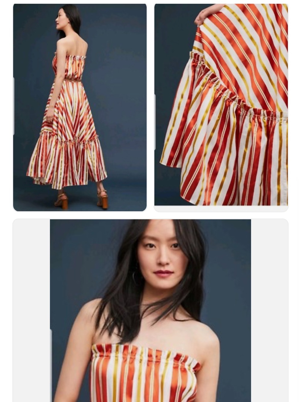 Striped Strapless Maxi Dress in Red & Cream